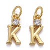 Brass Micro Pave Clear Cubic Zirconia Pendants ZIRC-Z011-35K-1