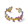 Ion Plating(IP) 304 Stainless Steel Leafy Branch Wrap Open Cuff Ring for Women RJEW-C045-20M-2