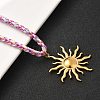 304 Stainless Steel Sun Pendant Braided Polyester Cord Necklaces for Women NJEW-F349-01G-3