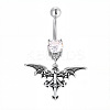 316L Surgical Stainless Steel Pave Clear Cubic Zirconia Curved Barbell Dangle Belly Rings FS-WG3A43F-07-1
