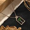 Arch with Coconut Tree Brass Enamel Pendant Necklaces NJEW-H051-03G-3