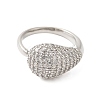 Teardrop Brass Micro Pave Clear Cubic Zirconia Open Cuff Rings for Women RJEW-A046-07P-2