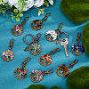 36Pcs 9 Styles Flat Round with Tree of Life Natural Gemstone Chips Pendant Decorations HJEW-FH00052-5