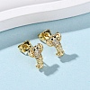 Brass Micro Pave Clear Cubic Zirconia Earrings LS-EJEW-D328-03G-04-2