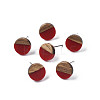 Opaque Resin & Walnut Wood Stud Earrings EJEW-N017-008-B02-1