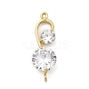 Brass Pave Clear Cubic Zirconia Flat Round Connector Charms KK-A275-24G-1