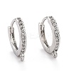 Brass Micro Pave Clear Cubic Zirconia Huggie Hoop Earring Findings LS-EJEW-O107-01P-3