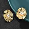 Oval Brass ABS Plastic Imitation Pearl Stud Earrings EJEW-S258-03G-3
