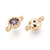 Brass Pave Cubic Zirconia Connector Charms KK-N276-04G-2