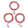 10.5mm Round Dyed Natural Gemstone & Natural Pearl Beaded Stretch Bracelets BJEW-C068-09G-1