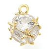 Round Rack Plating Brass with Cubic Zirconia Pendants Charms KK-S396-14-1