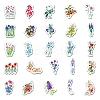 50Pcs Mixed Styles Flower Pattern Waterproof PVC Plastic Stickers STIC-PW0001-367-3