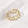 Hexagon 304 Stainless Steel Open Cuff Ring for Women LS-RJEW-Z083-03G-02-3