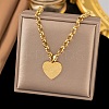 304 Stainless Steel Heart Pendant Rolo Chain Necklaces for Women LS-NJEW-Q028-06G-1