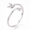 Rhodium Plated 925 Sterling Silver Micro Pave Cubic Zirconia Open Cuff Ring Settings STER-T007-128P-1