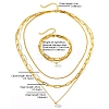 3-Layer 304 Stainless Steel Oval Link Chain Necklaces & Bracelets Sets FS-WGE493C-01-3