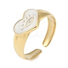 Ion Plating(IP) 304 Stainless Steel Enamel Heart with Eye Cuff Finger Rings RJEW-L107-062G-01-1