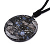 Natural African Blue Opal Pendant Necklaces NJEW-S421-017-3
