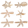 6Pcs 6 Styles Starfish Rhinestone Alligator Hair Clips PHAR-PH0001-18-1