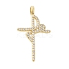 Brass Pave Clear Cubic Zirconia Pendants KK-G554-20G-1