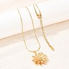 304 Stainless Steel Flower Pendant Round Snake Chain Necklaces for Women NJEW-G188-02G-1