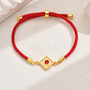 Vintage Ethnic Style Adjustable Round Cord Silder Bracelets with Brass Rhinestone Link for WomenLink for Women PY7261-4-1
