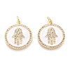 Real 18K Gold Plated Brass Micro Pave Clear Cubic Zirconia Pendants ZIRC-M114-50G-01-1
