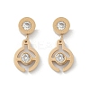 Flat Round 304 Stainless Steel Micro Pave Clear Cubic Zirconia Dangle Stud Earrings EJEW-Z089-28G-4