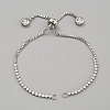 Adjustable Stainless Steel & Clear Glass Slider Bracelet Making STAS-WH0044-73-1