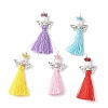 Glass Pearl Round Beaded with Polycotton Tassel Big Pendants PALLOY-MZ00612-1