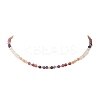 Natural Amethyst & Tourmaline & Sunstone & Rose Quartz Round Beaded Necklaces and Bracelet Set SJEW-JS01383-3