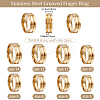 16Pcs 8 Styles 201 Stainless Steel Grooved Finger Ring Settings STAS-SC0010-64-2