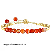 Natural Red Agate 304 Stainless Steel Round Beaded Adjustable Slider Bracelets for Men Women AW1156-1-2