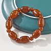 Natural Carnelian Bead Stretch Bracelets G-P570-01G-3