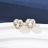 Brass Micro Pave Clear Cubic Zirconia Stud Earrings EJEW-C174-02A-G-1