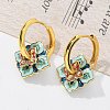 Brass Rhombus Hoop Earrings EJEW-R016-13G-04-2