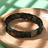 Square Natural Silver Obisdian Beads Stretch Bracelets for Women Men BJEW-C097-06P-2