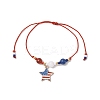 Independence Day Natural Carnelian & White Jade & Dyed Yellow Jade Gemstone Round Beads Braided Bracelets BJEW-MZ00178-02-3