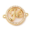 Rack Plating Brass Micro Pave Clear Cubic Zirconia Fe Connector Charms KK-L220-003G-02-1