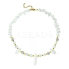 Natural Quartz Crystal Bullet & Synthetic Moonstone Beaded Necklaces NJEW-JN04406-02-1