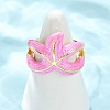 Brass Enamel Adjustable Cuff Rings for Women RJEW-G357-01K-2