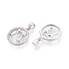 Circle 925 Sterling Silver Micro Pave Clear Cubic Zirconia Pendants STER-T008-84P-2