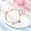 Brass Link Chain & 304 Stainless Steel Textured Dapped Chains Bracelets for Women BJEW-JB12481-03-1
