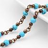 Handmade Round Synthetic Turquoise Beads Chains for Necklaces Bracelets Making AJEW-JB00244-02-1
