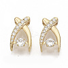 Brass Micro Pave Clear Cubic Zirconia Charms ZIRC-T011-19G-NF-1