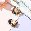 Natural Tiger Eye Chips Braided Hoop Earrings EJEW-JE04940-07-3