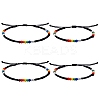 4Pcs 4 Style Glass Seed & 303 Stainless Steel Braided Bead Bracelets and Anklets Set SJEW-SW00003-03-1