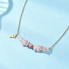 Natural Rhodochrosite & Pink Opal & Rose Quartz Chip and Round Beaded Pendant 304 Stainless Steel Cable Chain Necklaces for Women NJEW-JN05741-02-1