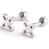 Tarnish Resistant 201 Stainless Steel Flower Barbell Cartilage Earrings EJEW-R147-29-1