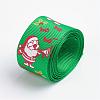 Christmas Santa Claus Printed Polyester Grosgrain Ribbons SRIB-XCP0001-03-2